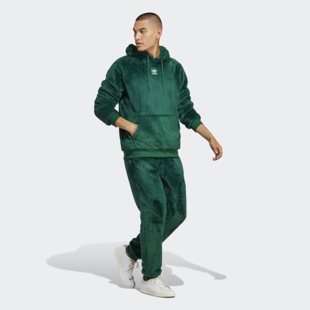 Sudadera Con Capucha Essentials+ Fluffy Adidas Verde Oscuro