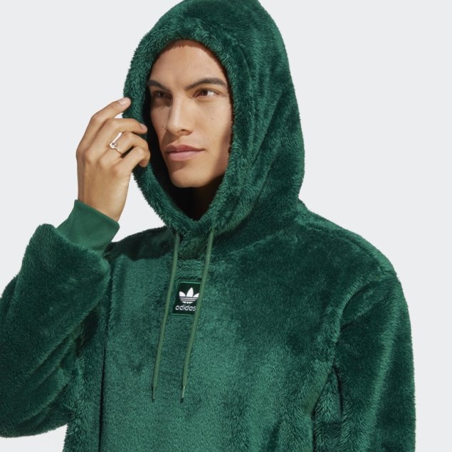 Sudadera Con Capucha Essentials+ Fluffy Adidas Verde Oscuro