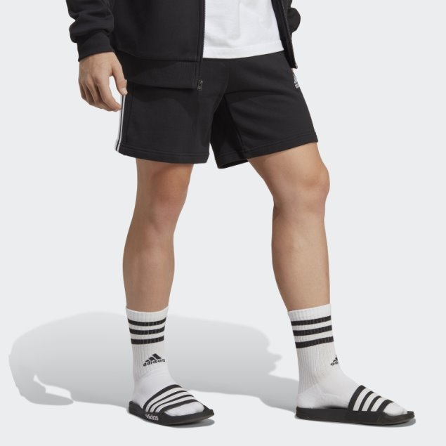 Pantalón Corto Essentials French Terry 3 Bandas Negro Adidas