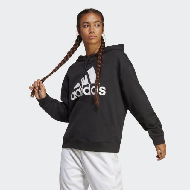 Sudadera Con Capucha Extragrande De Felpa Francesa Con Logotipo Grande Adidas Essentials Negra