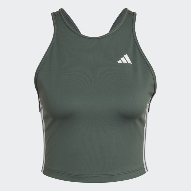 Camiseta Corta Sin Mangas Con 3 Rayas En Verde óxido Aeroready Made For Training De Adidas