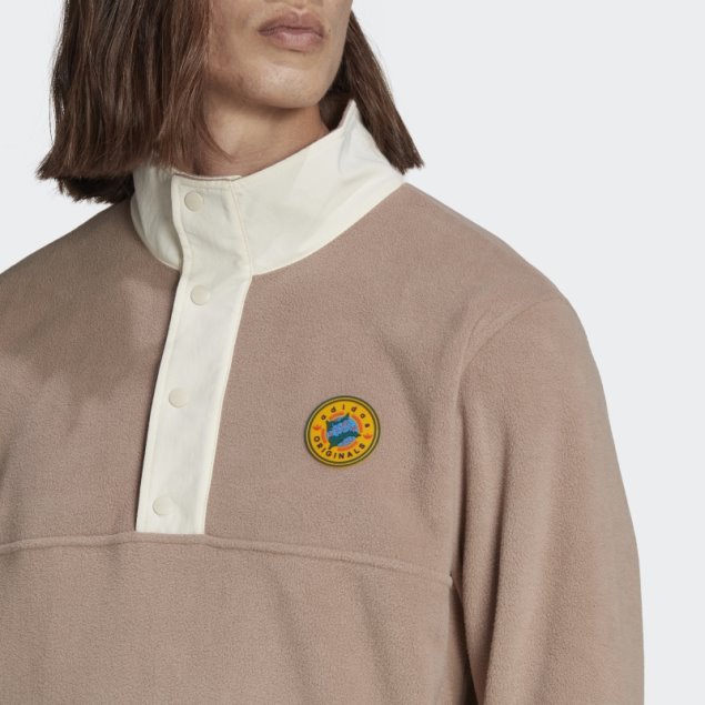 Adidas Chamarra De Forro Polar Marrón Calcáreo Wander Hour Quarter-snap