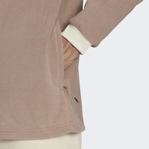 Adidas Chamarra De Forro Polar Marrón Calcáreo Wander Hour Quarter-snap