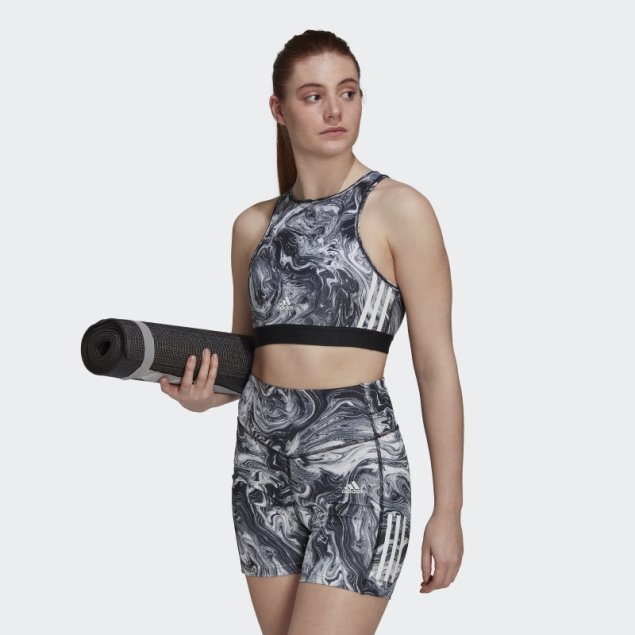 Sujetador De Entrenamiento Adidas Hyperglam Aeroready Training Light-support Con Estampado De Mármol Multicolor