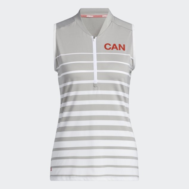 Polo Sin Mangas Con Rayas Grises Sólidas Mgh Adidas