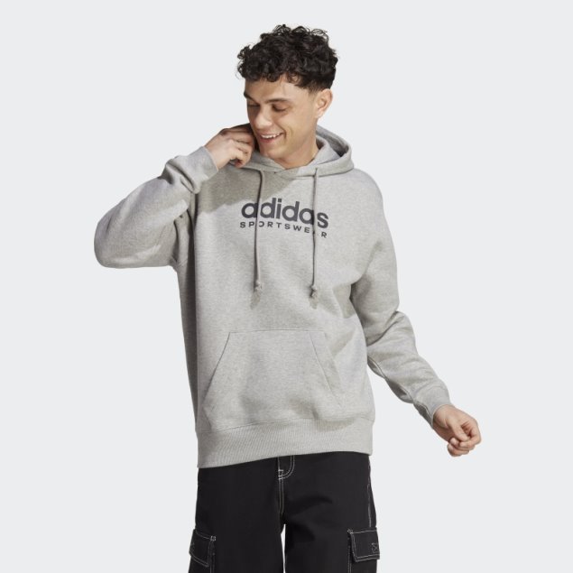Adidas All Szn Fleece Graphic Sudadera Con Capucha Gris Medio