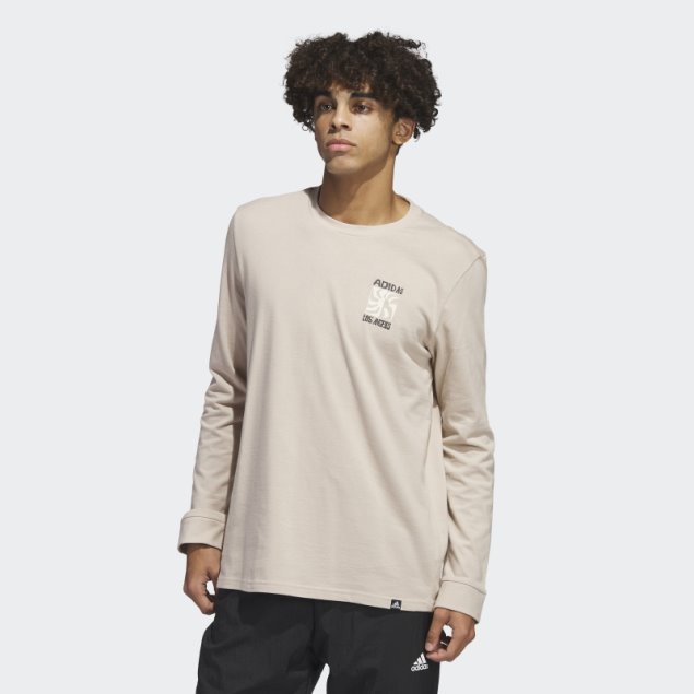 Camiseta De Manga Larga Con Gráfico Adidas Los Angeles Hot Taupe