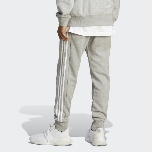 Pantalones Adidas Con 3 Rayas Y Puños Cónicos De Felpa Francesa En Gris Medio Adidas