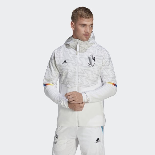 Adidas Belgium Game Day Sudadera Con Capucha De Viaje Con Cremallera Completa Blanco