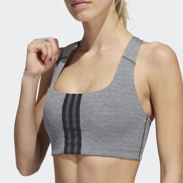 Sujetador De Entrenamiento Powerimpact De Sujeción Media Adidas Gris Oscuro Jaspeado