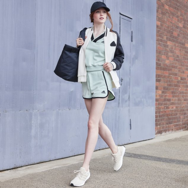 Adidas Sudadera Corta Verde Con Cuello En V