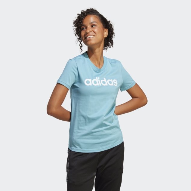 Camiseta Essentials Slim Logo Azul Adidas