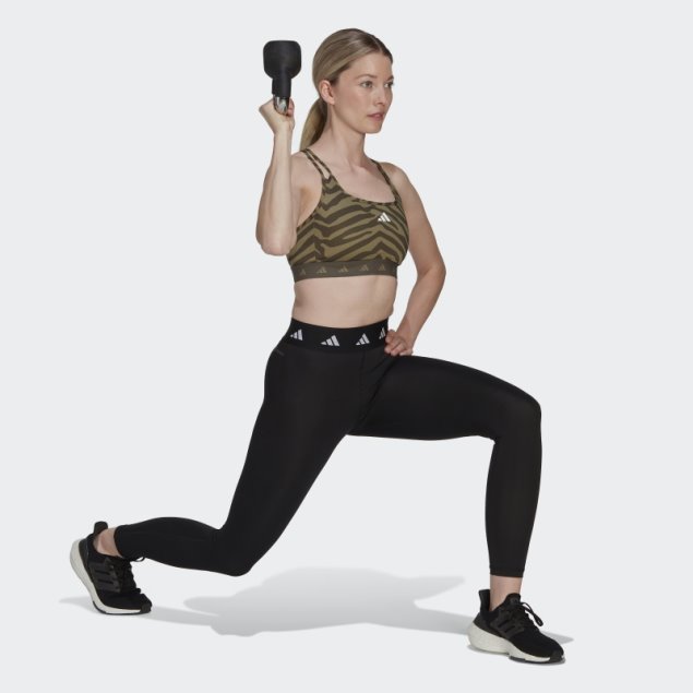 Adidas Hyperglam Techfit Sujetador De Cebra De Soporte Medio Verde Orbit