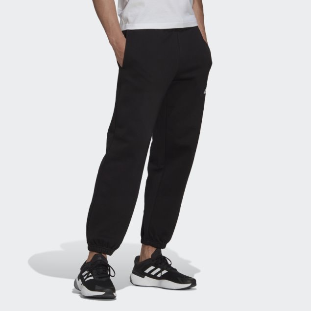 Pantalones De Chándal De Pernera Recta De Felpa De Algodón Essentials FeelVivid De Adidas Negros