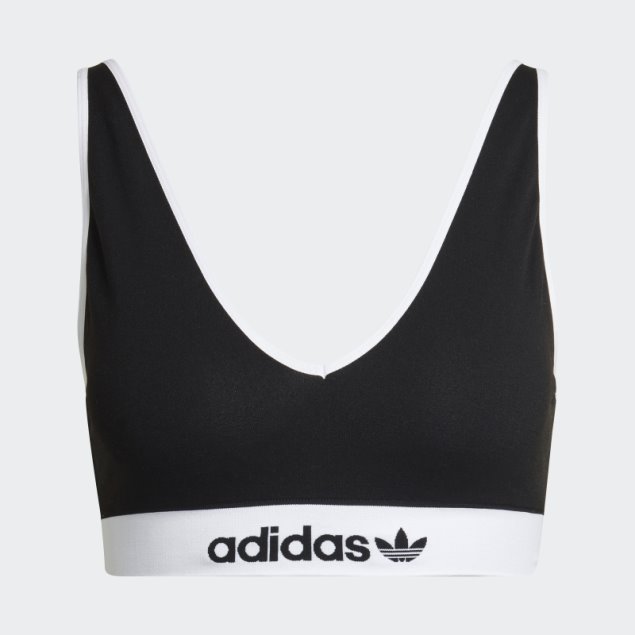 Bralette Negro Moderno Con Cuello Redondo De Algodón Flex Y Espalda Baja Adidas