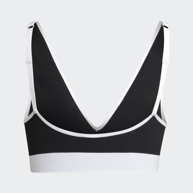 Bralette Negro Moderno Con Cuello Redondo De Algodón Flex Y Espalda Baja Adidas