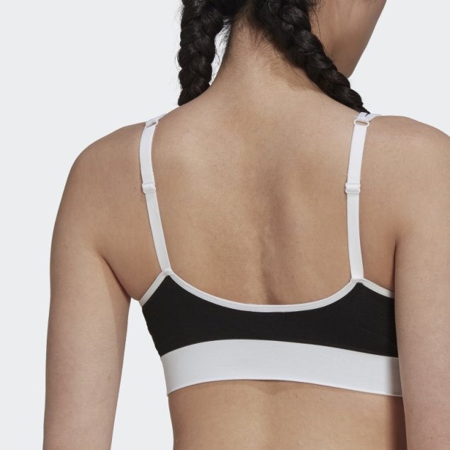 Bralette Negro Moderno Con Cuello Redondo De Algodón Flex Y Espalda Baja Adidas