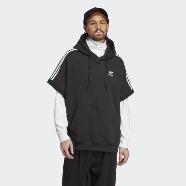 Adidas Sudadera Con Capucha De Manga Corta Adicolor Classics Negra