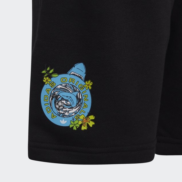 Shorts De Playa Stoked Gráficos Negros Adidas