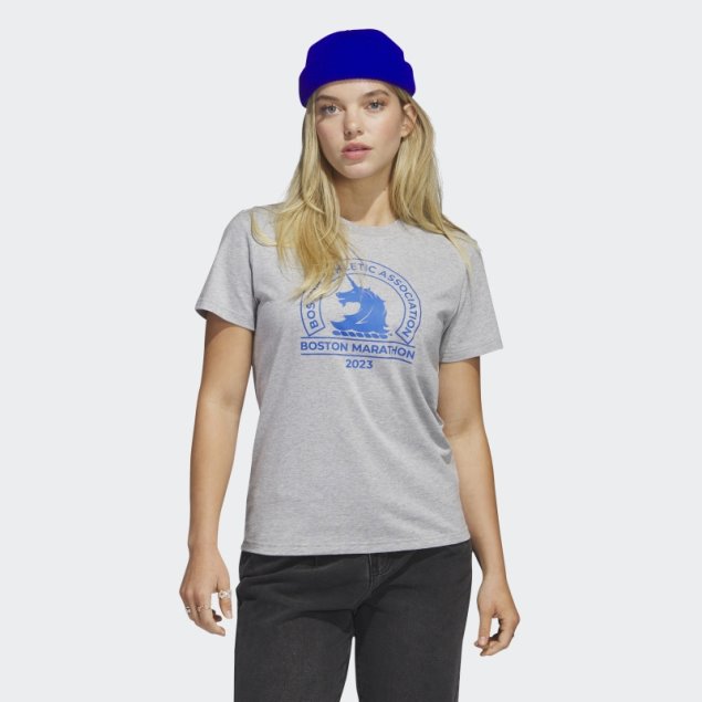 Camiseta Logo Boston Maratón 2023 Adidas Gris Medio