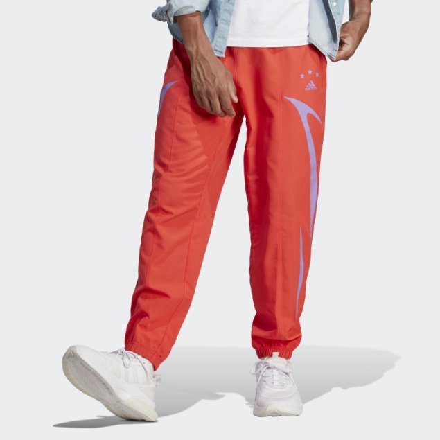 Pantalones Tejidos Colorblock Rojo Adidas