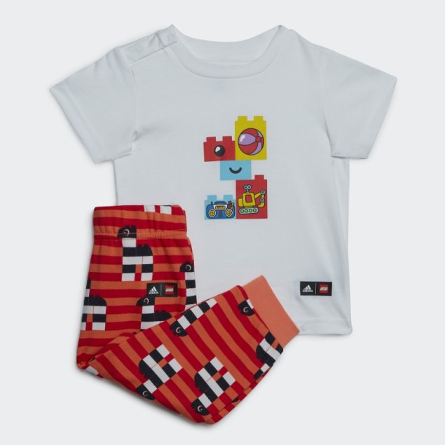 Adidas X Lego Play Conjunto De Camiseta Y Shorts De Moda Blanco