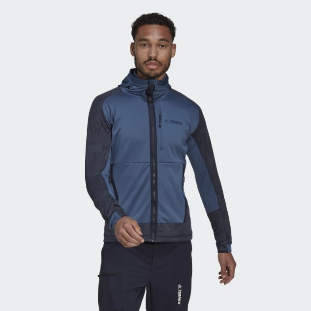 Adidas Terrex Tech Flooce Chaqueta De Forro Polar Con Capucha Para Senderismo Acero