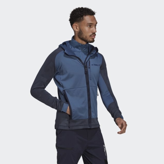Adidas Terrex Tech Flooce Chaqueta De Forro Polar Con Capucha Para Senderismo Acero