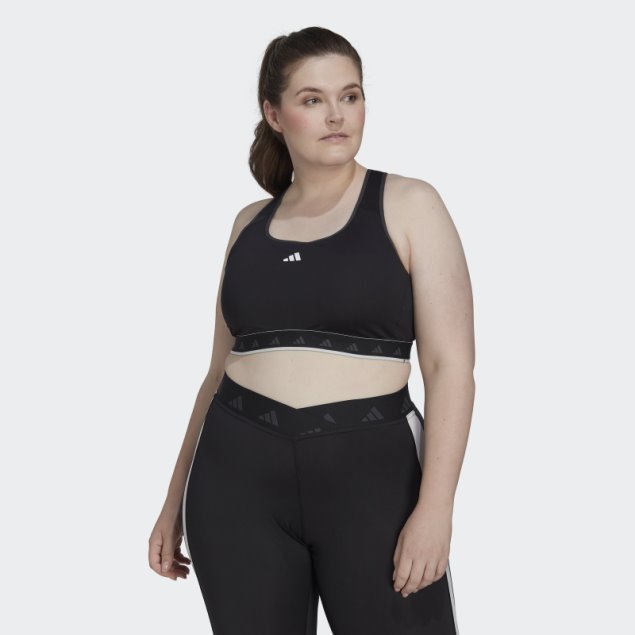 Negro Adidas Hyperglam Powerreact Sujetador De Entrenamiento Techfit De Sujeción Media (talla Grande)