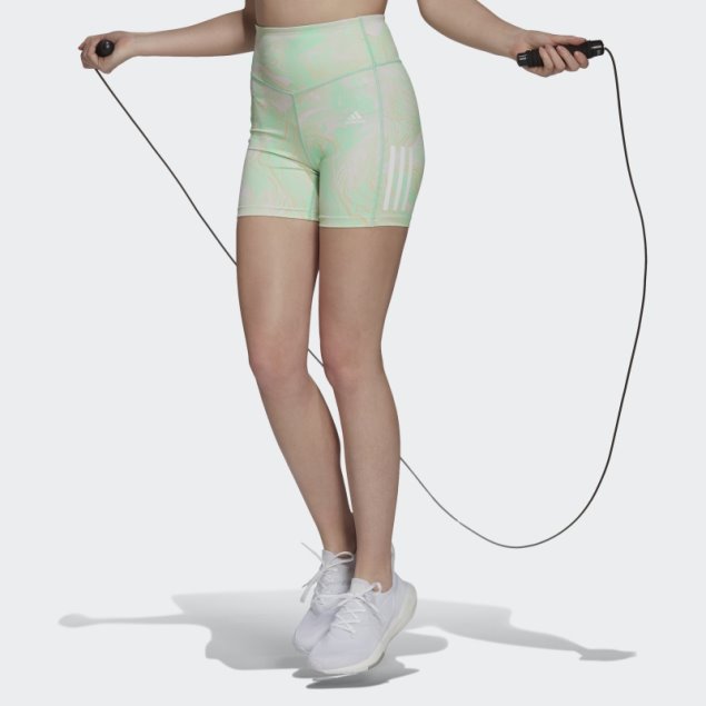 Pantalones Cortos Ajustados De Entrenamiento De Tiro Alto Con Estampado De Mármol Hiperglam Multicolor Adidas