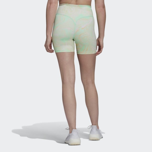 Pantalones Cortos Ajustados De Entrenamiento De Tiro Alto Con Estampado De Mármol Hiperglam Multicolor Adidas