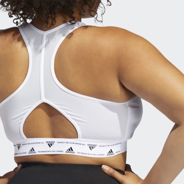 Sujetador De Entrenamiento De Soporte Medio Adidas Powerreact De Moda Blanca (talla Grande)