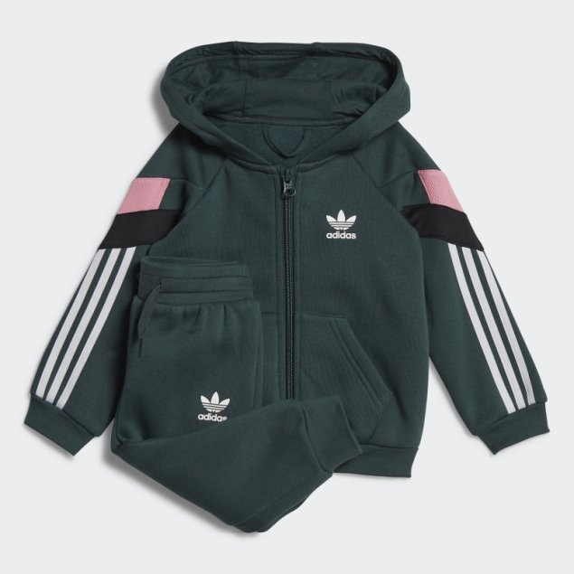 Conjunto De Sudadera Con Cremallera Completa Adidas Verde Mineral