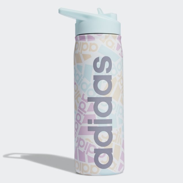 Botella Metal Pajita Adidas Blanca 600 Ml