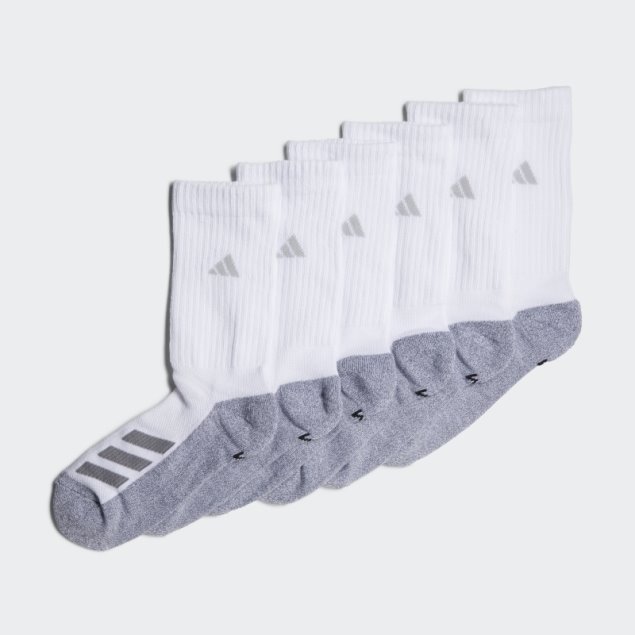 Calcetines Adidas Acolchados Con Rayas Angulares, 6 Pares, Blanco