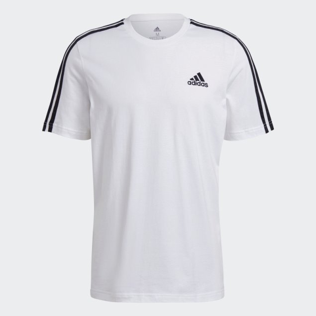 Elegante Camiseta Adidas Essentials 3 Rayas Negra