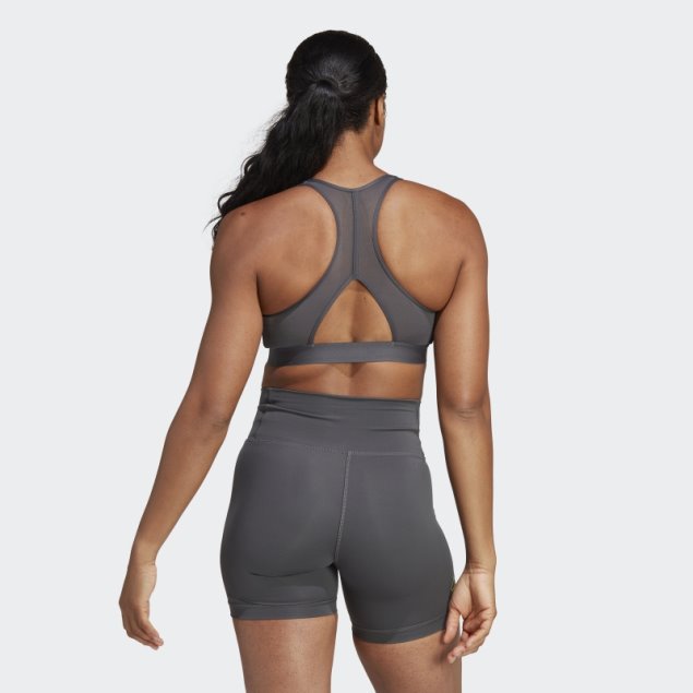 Sujetador Gris Adidas Powerreact Hyperbright De Sujeción Media