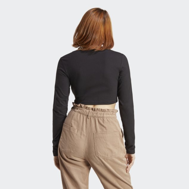 Adidas Adicolor Classics 3-stripes Botón Manga Larga Top Negro