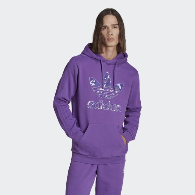 Adidas Sudadera Con Capucha Con Relleno De Camuflaje Y Gráficos Morados