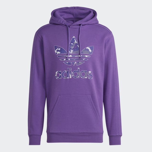 Adidas Sudadera Con Capucha Con Relleno De Camuflaje Y Gráficos Morados