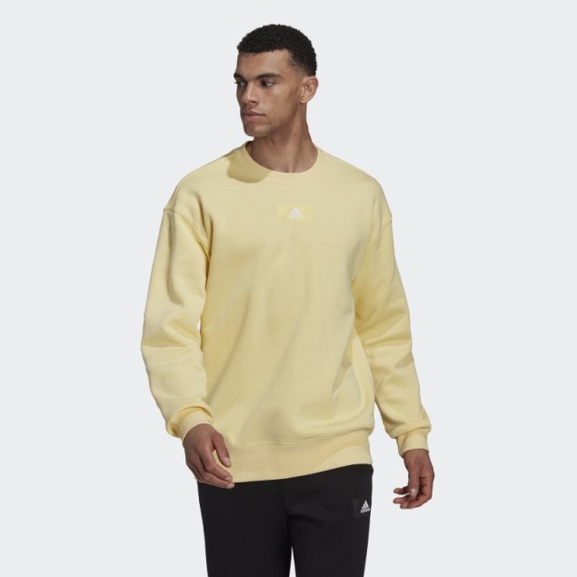 Sudadera Con Hombros Caídos Essentials Feelvivid Cotton Fleece Adidas Amarillo
