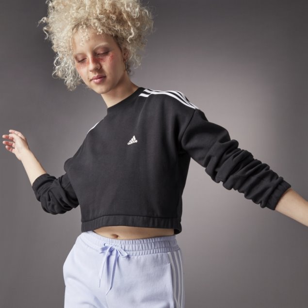 Sudadera Negra Adidas Hyperglam Crop Crew