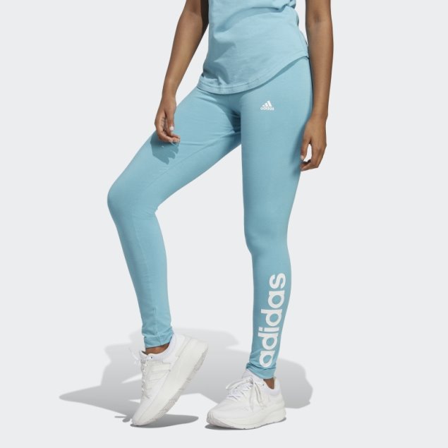 Leggings Azules De Talle Alto Con Logo De Adidas Essentials