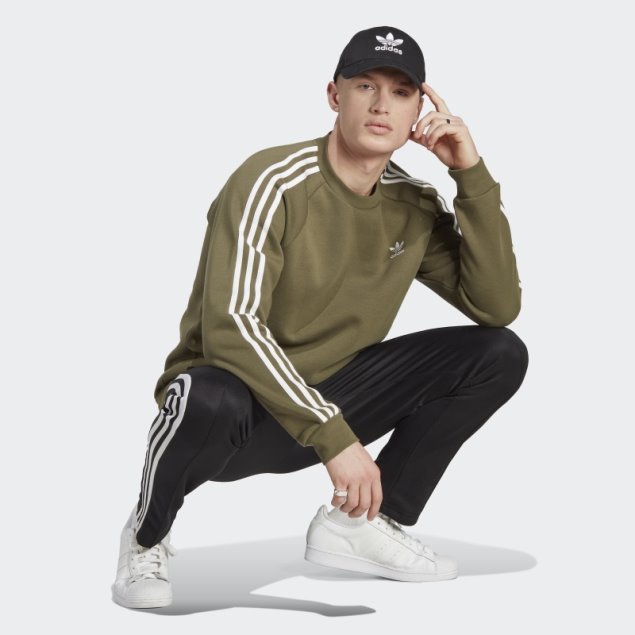 Sudadera Adicolor Classics 3-stripes Crew Oliva Adidas