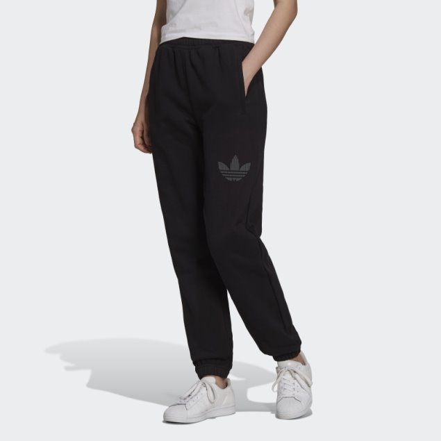 Pantalones De Chándal Con Dobladillo Con Gráfico De Trébol Negro Adidas