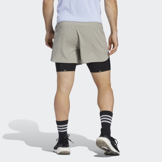 Adidas Silver Pebble Diseñado Para Correr Shorts 2 En 1