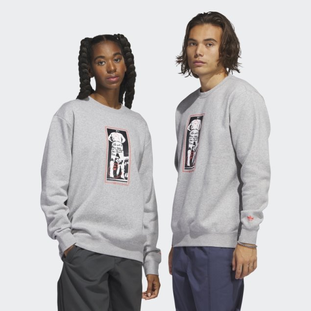 Sudadera Con Cuello Redondo Gráfico Shmoofoil Gris Medio Adidas