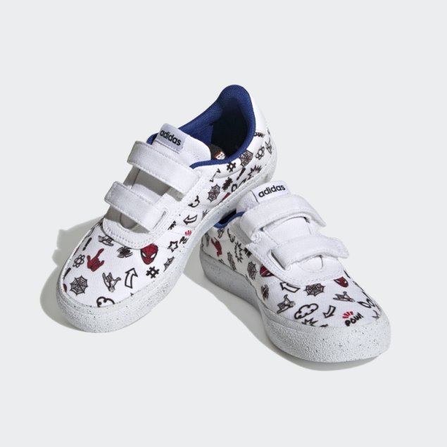 Blanco Moda Adidas X Marvel Vulc Raid3r Spider-man Zapatos Con Gancho Y Bucle