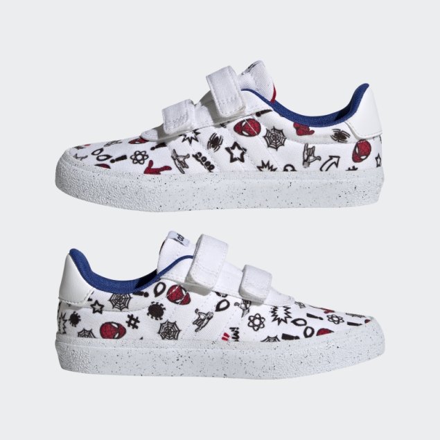 Blanco Moda Adidas X Marvel Vulc Raid3r Spider-man Zapatos Con Gancho Y Bucle