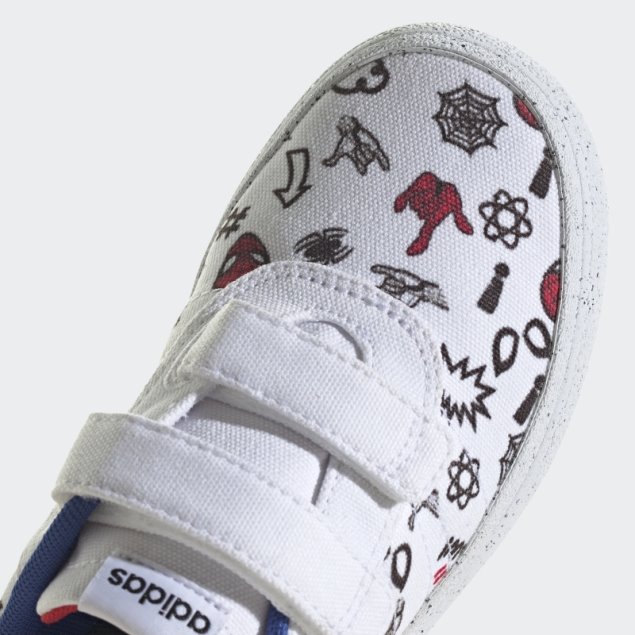 Blanco Moda Adidas X Marvel Vulc Raid3r Spider-man Zapatos Con Gancho Y Bucle